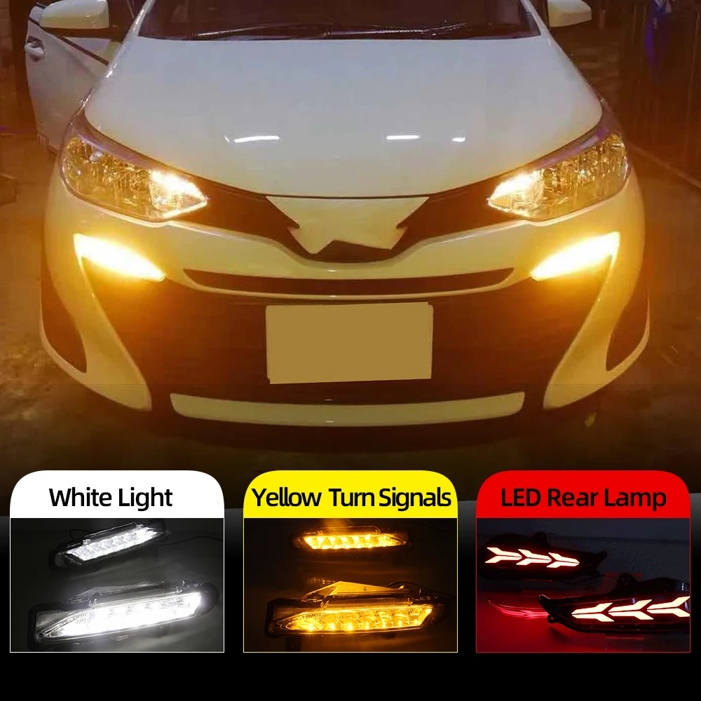 1 пара дневные ходовые огни для Toyota Yaris 2017 2018 2019 Светодиодный дневной светильник