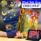 Чехол для планшета Apple IPad 2021 9-го поколения, 10,2 дюйма, картина маслом, искусственная кожа, подставка, чехол для Ipad 9-го поколения