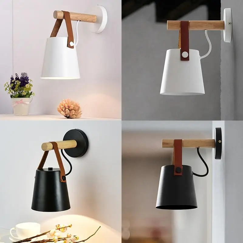 

Durable Bedside Lamp White/Black Bedroom Illumination Iron Economic Wall Lamp Emergency Bathroom Living Room Decor Light