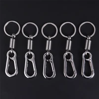 2 pcs retractable stainless steel buckle carabiner keychain waist belt clip hook