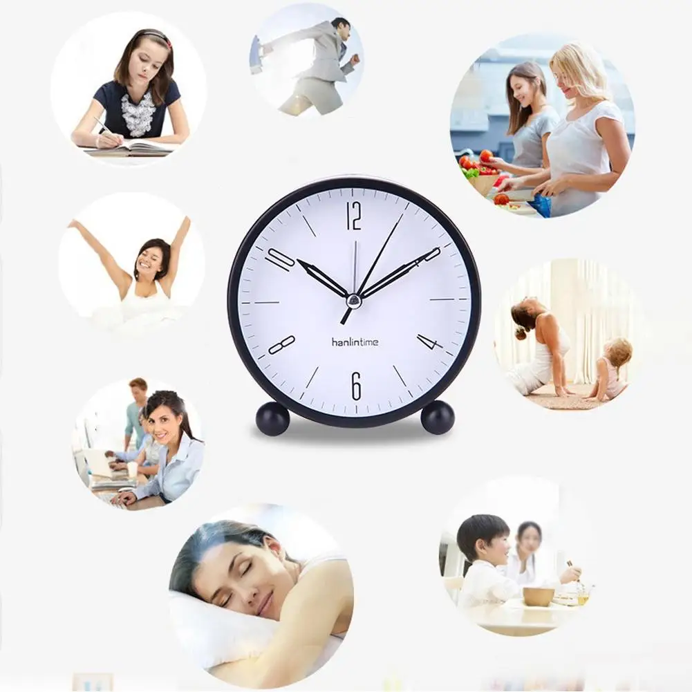 4inch Metal Round Alarm Clock Quiet Desktop Bedroom Battery Operated Timepiece | Дом и сад