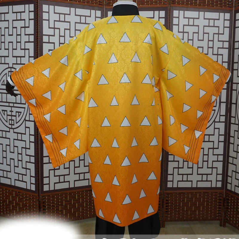 Аниме Demon Slayer Kimetsu No Yaiba Agatsuma Zenitsu костюм для косплея кимоно Haori женщин на Хэллоуин