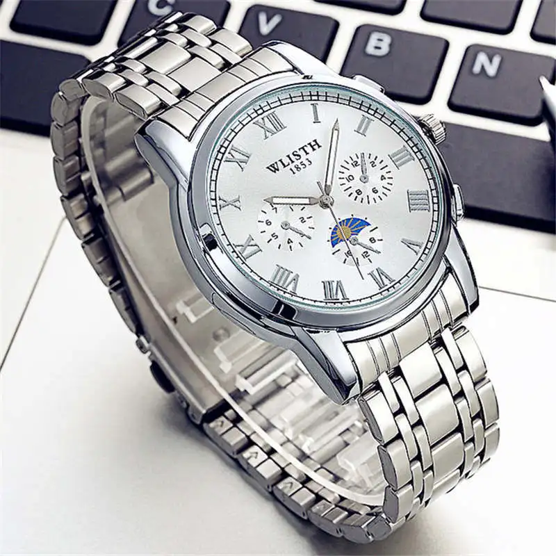 Часы наручные WLISTH Мужские кварцевые Роскошные водонепроницаемые деловые с