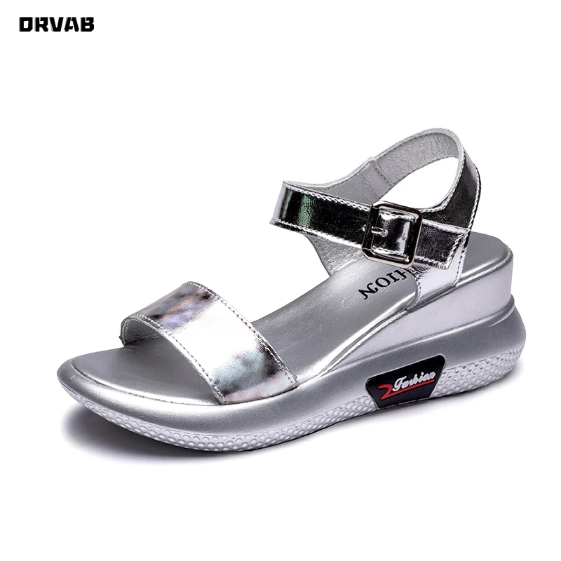

Fashion Shoes Woman High Quality Pu Leather Sandals Women Platform Sandals High 6CM Wedges Shoes for Women Sandalias Mujer 2020