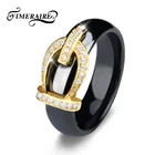 Модное изысканное кольцо из керамики с мерцающим кристаллом для женщин, Черное и белое, модные кольца, ювелирные изделия, эффектные, никогда не выцветают