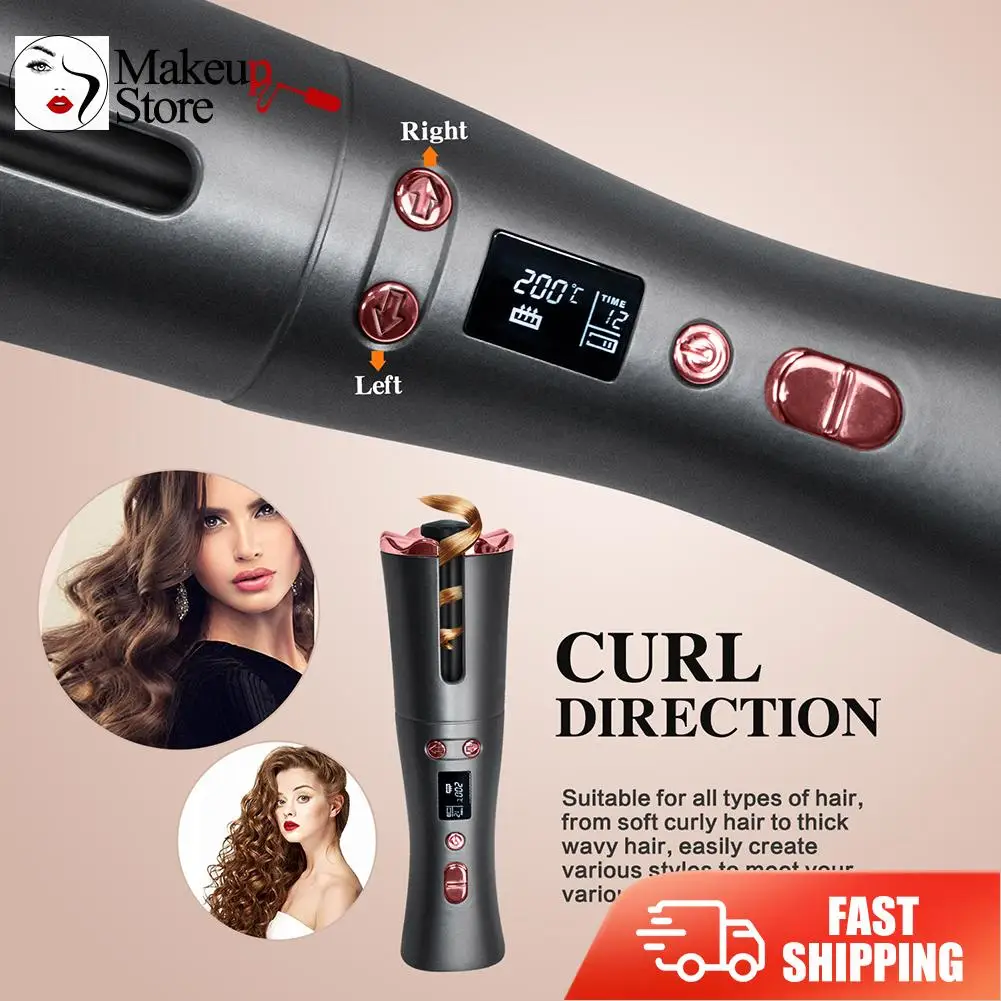 

New Portable Wireless Automatic Curler Multifunction USB Charging Hair Curlers Travel Intelligent LCD Curling Stick