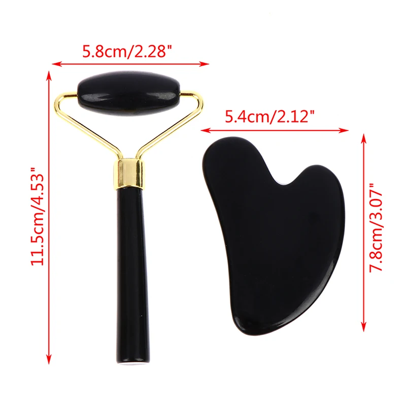 

2PCS Rose Resin Guasha Set Facial Roller Stone Board Massager Face Slimming Body Relax Massager Acupuncture Scraper Plate