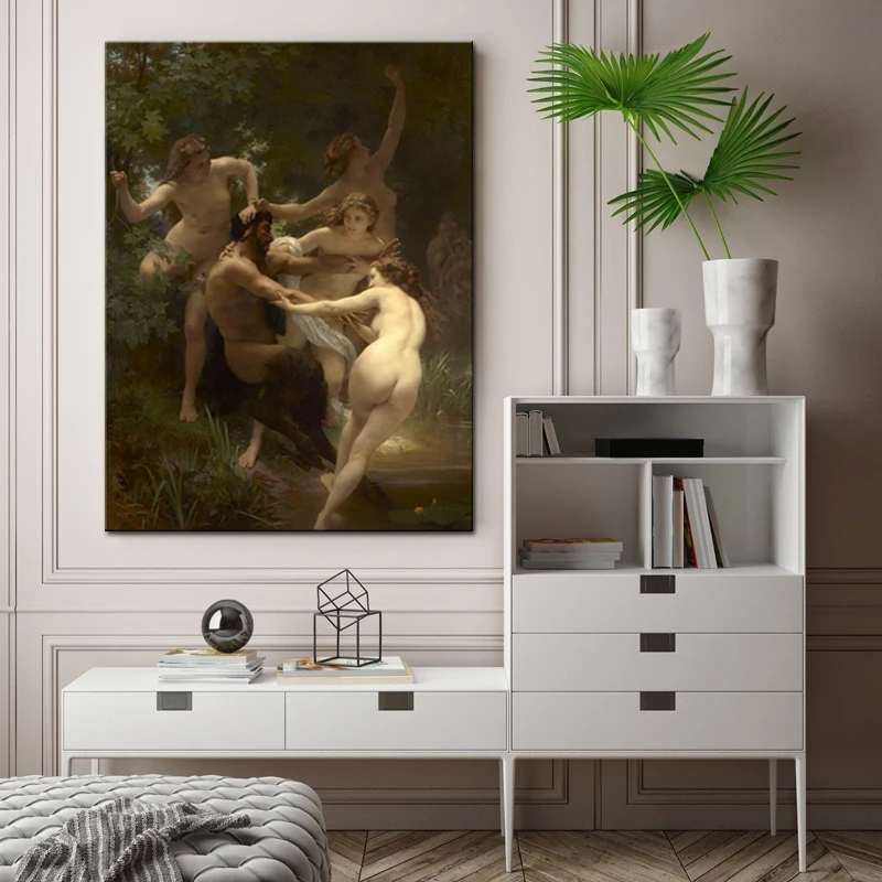 Картина на холсте Вильям Адольфа баргеро Нимфа и сатир домашний декор