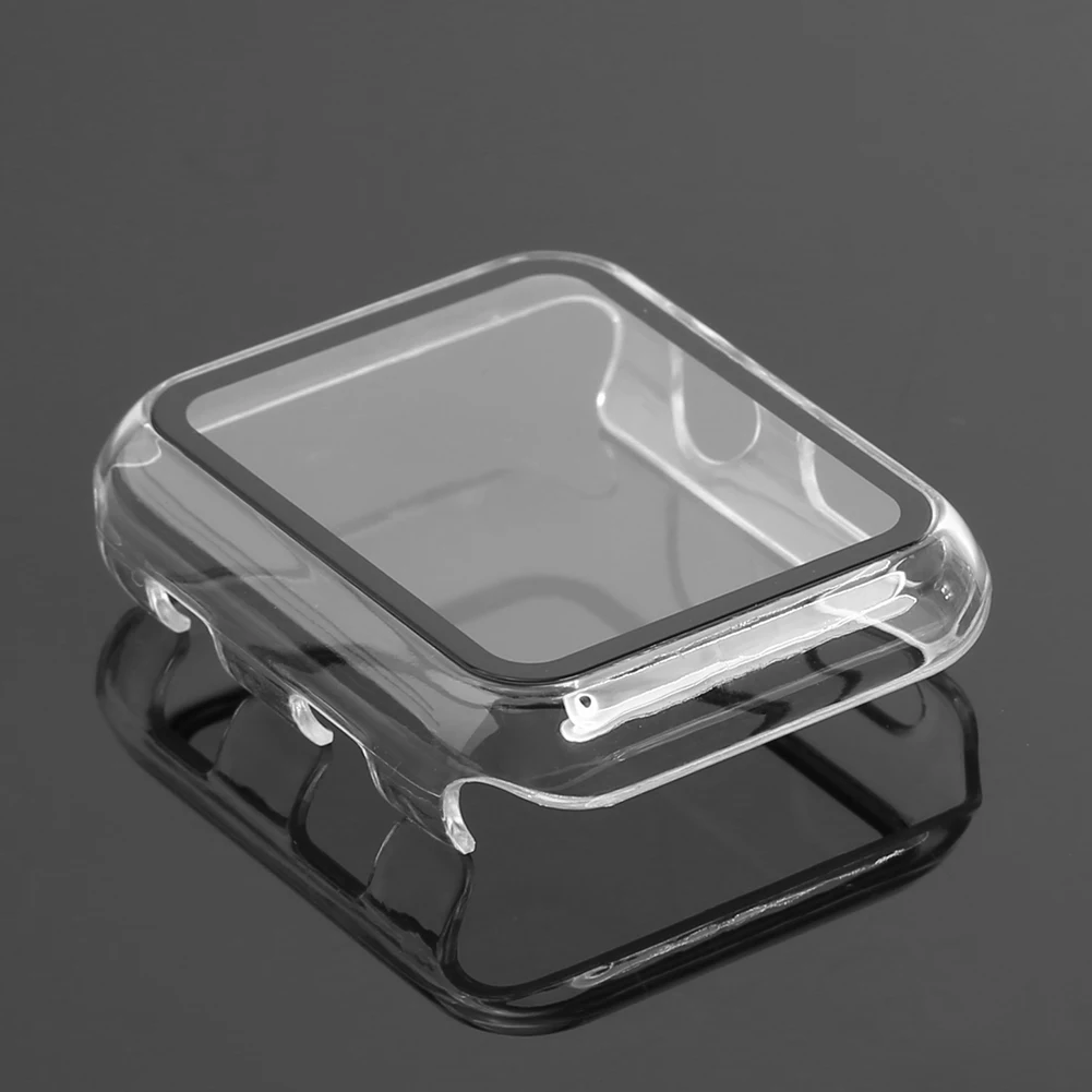 Чистый прозрачный PC чехол бампер для Apple Watch версии 6 5 4 SE 40 мм 44 закаленное стекло