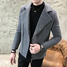 New winter tide men's casual diagonal zipper wool coat men's fashion striped woolen coat men suit collar short casual slim coats (2)