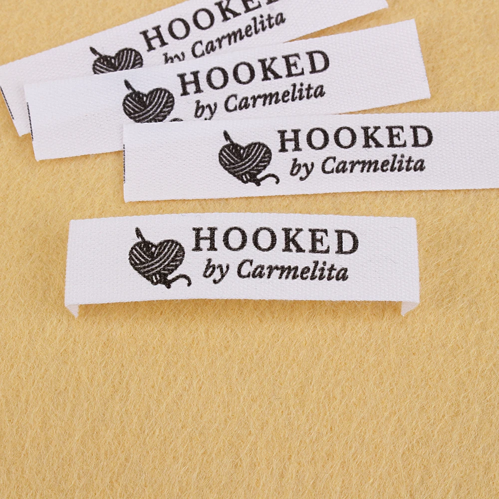 

Knitting Labels, Personalized Brand, Custom Logo, Cotton Tags, Business Name, Handmade, Crochet, 12mm x 60mm (MD5249)
