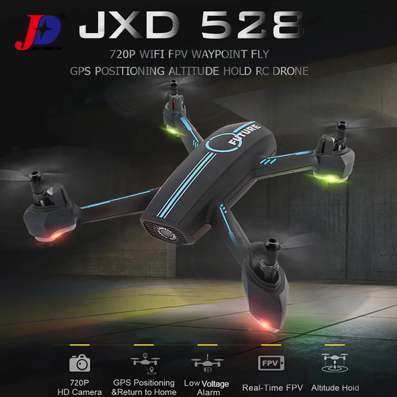 JXD528 Радиоуправляемый Дрон gps Квадрокоптер Follow Me 5G wifi FPV камера воздушная видео