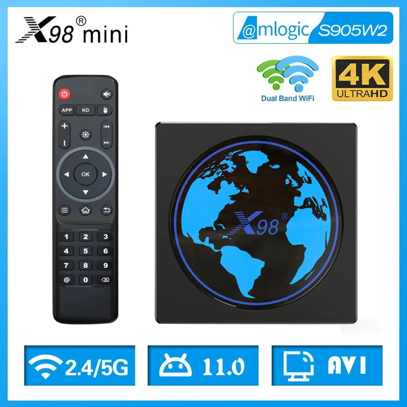 

ТВ-приставка X98 MINI Smart TV Box Android 11 Amlogic S905W2 X98mini 4K медиаплеер 4G 64 Гб Dual Wifi AV1 X98 Android TV телеприставка