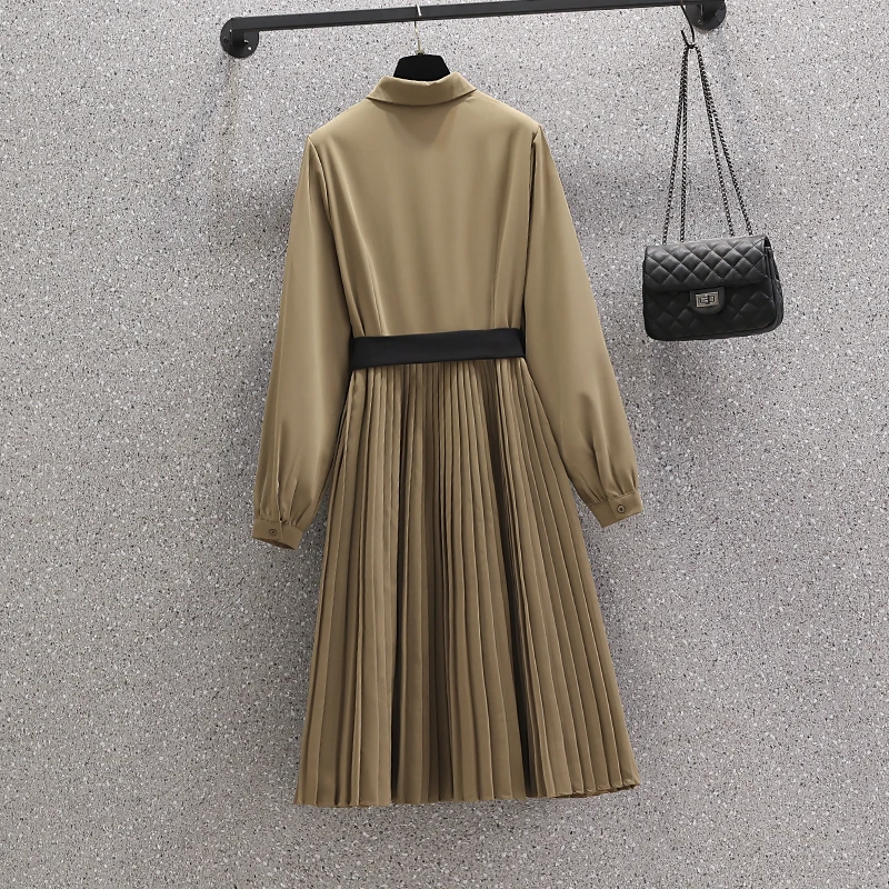 Plus Size 4XL Winter Office Fake Two Piece Blazer Shirt Dress Women Long Sleeve Pleated A Line Prom Party Dresses 2021 Clothing | Женская