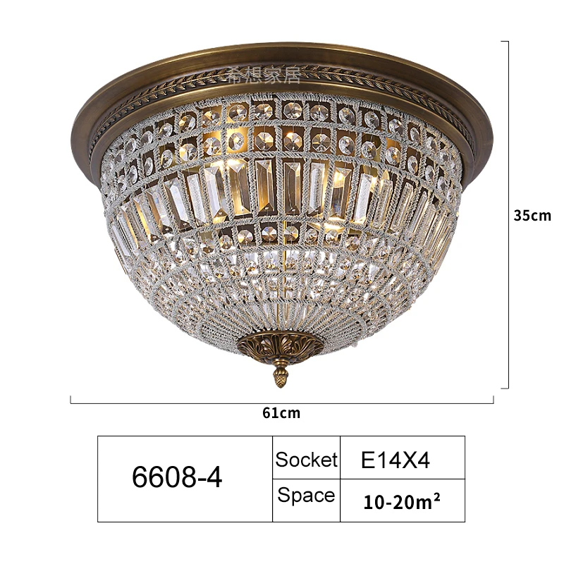 

Vintage bronze ceiling light crystal flush mount ceiling lamps E14 luxury lamp in kitchen corridor bedroom hallway light fixture