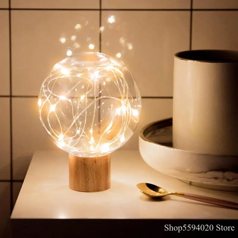 

Star Night Light Moon USB Charging Bedroom Bedside Ball Log Children's Room Night Light Led Night Light Wood Base Gift