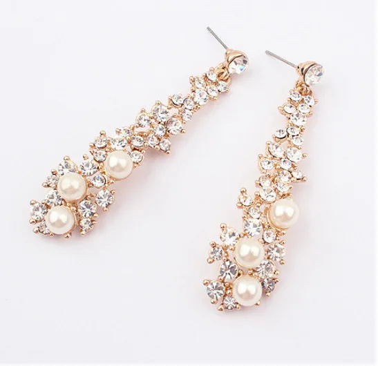 Роскошные Прозрачные Свадебные серьги со стразами элегантные женские из жемчуга