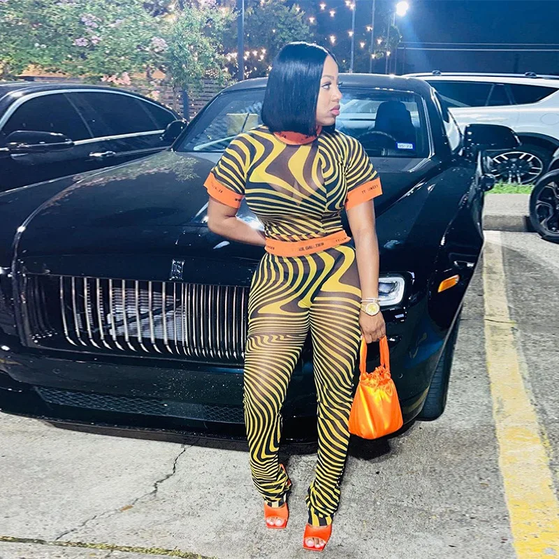 Комплект из двух предметов Женский пикантная Сетчатая футболка с коротким