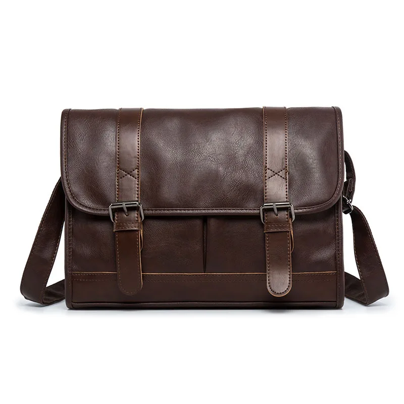 

Men's Bag Retro PU Shoulder Bag Imitation Leather Shoulder Zipper Travel Small Bag Casual Oblique Chest Bag Male Messenger Bag