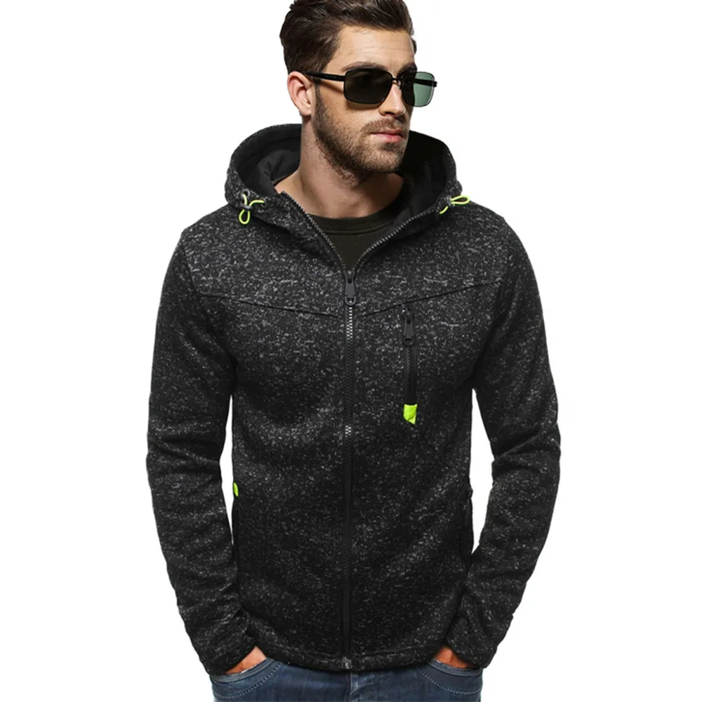 

2021 new European and American sports and leisure plus velvet padded jacket long-sleeved wild zipper trend solid color hooded me