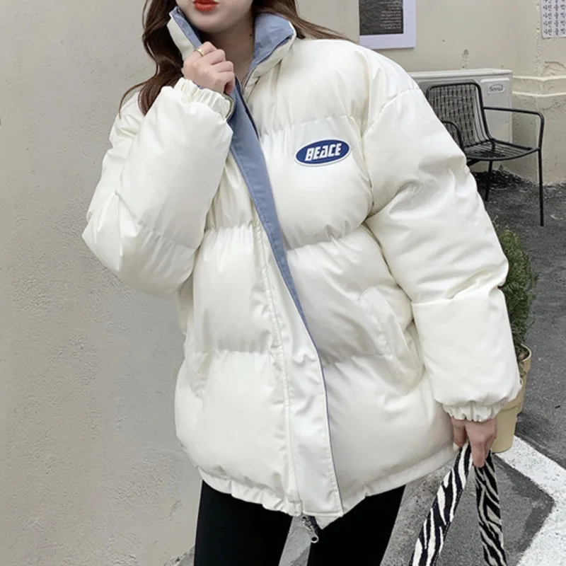 

Двусторонняя одежда из искусственной кожи, свободное хлопковое пальто, женское платье, осень и зима 2021, новый дизайн, утепленное пальто из х...