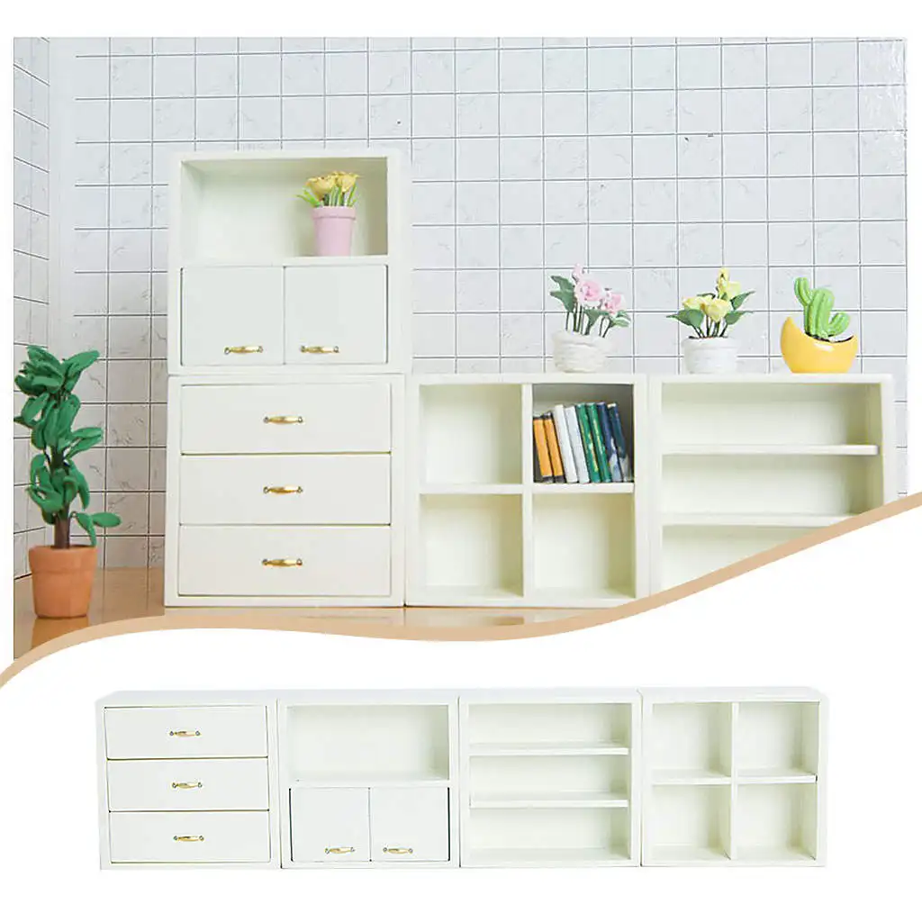 

Miniature Dollhouse Showcase 1/12 Scale Bookcase for DIY Living Room