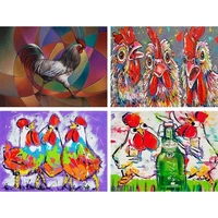 full square round diy 5d diamond painting colorful chicken 3d diamond embroidery rooster cross stitch handmade home decor