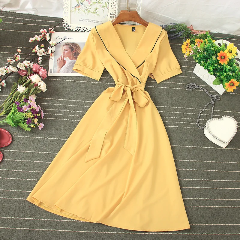 Женское платье с поясом Fitaylor Элегантное Длинное винтажное v-образным вырезом