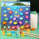 Дошкольные Деревянные игрушки Монтессори, магнитная рыболовная игра, Детский пазл, учебные пособия, Игрушки для раннего развития для детей, подарки для девочек