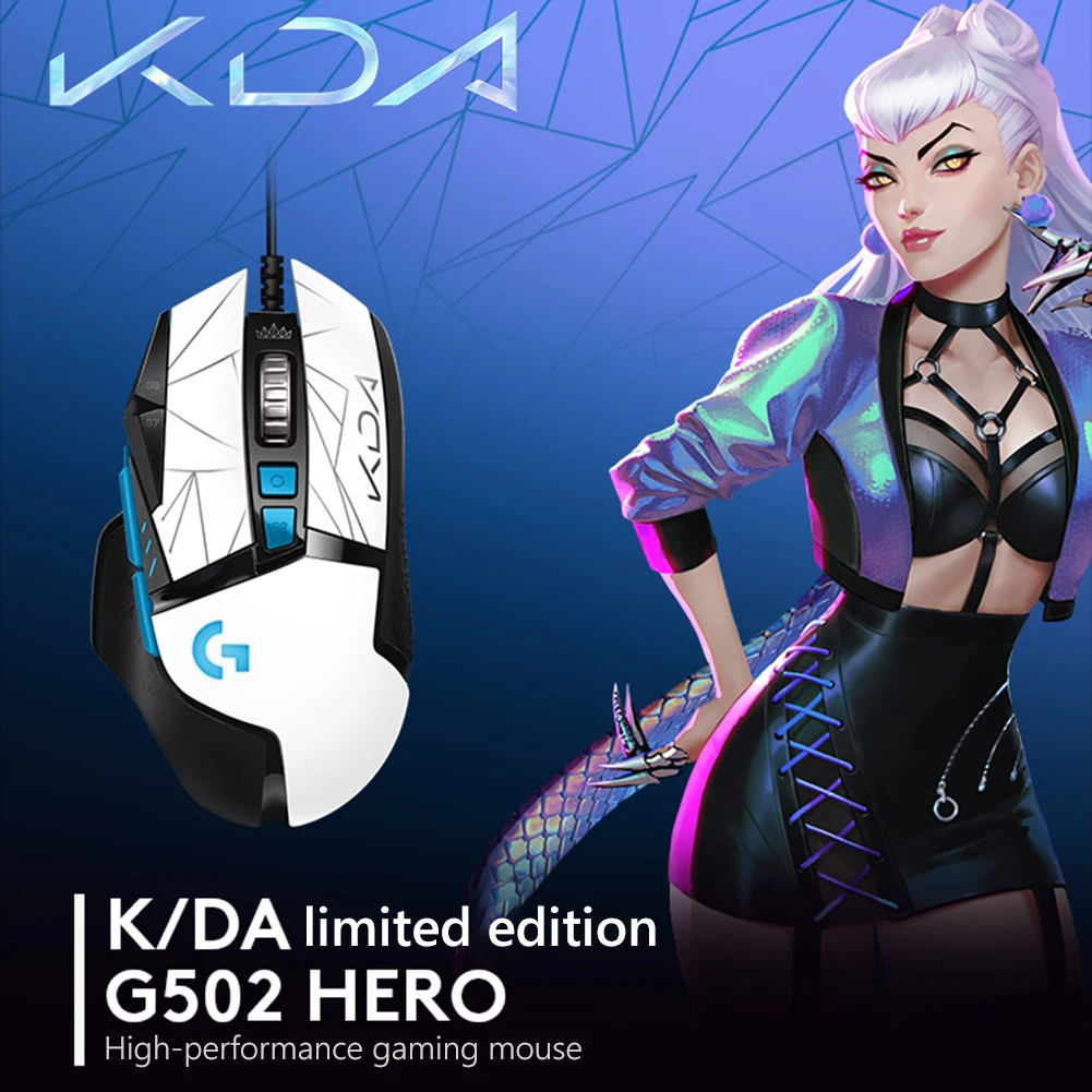 

Игровая мышь Logitech G502 HERO, большая KDA коврик для мыши 25600 DPI, регулируемая RGB, 12 клавиш, оптическая USB Проводная мышь для ноутбука, ПК, Новинка