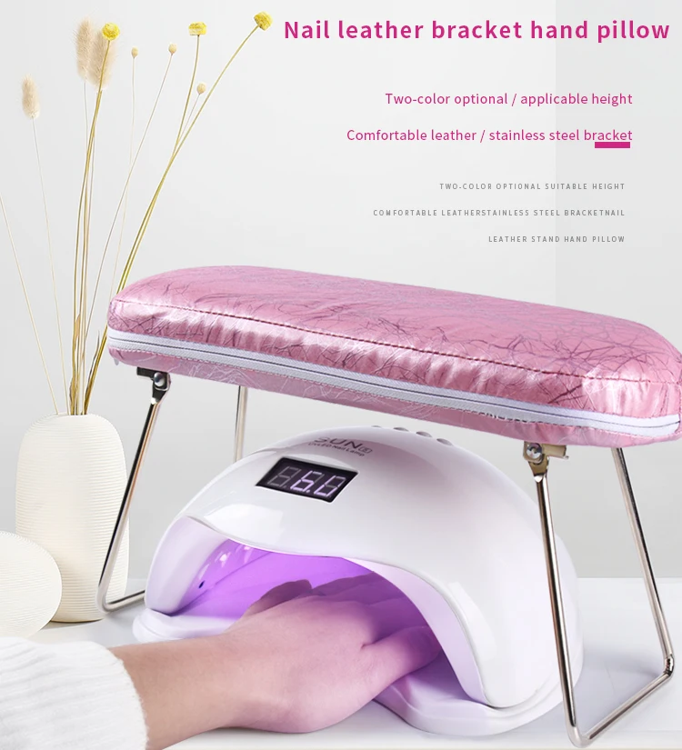 

Nail Salon Washable Mat Metal Holder Leather Armrest Nail Art Tool Hand Pad Sponge Pillow Holder Arm Small Pillow