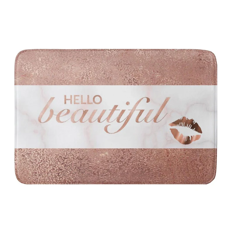 Новый стильный коврик для ванной из розового золота Hello Beautiful резиновый с