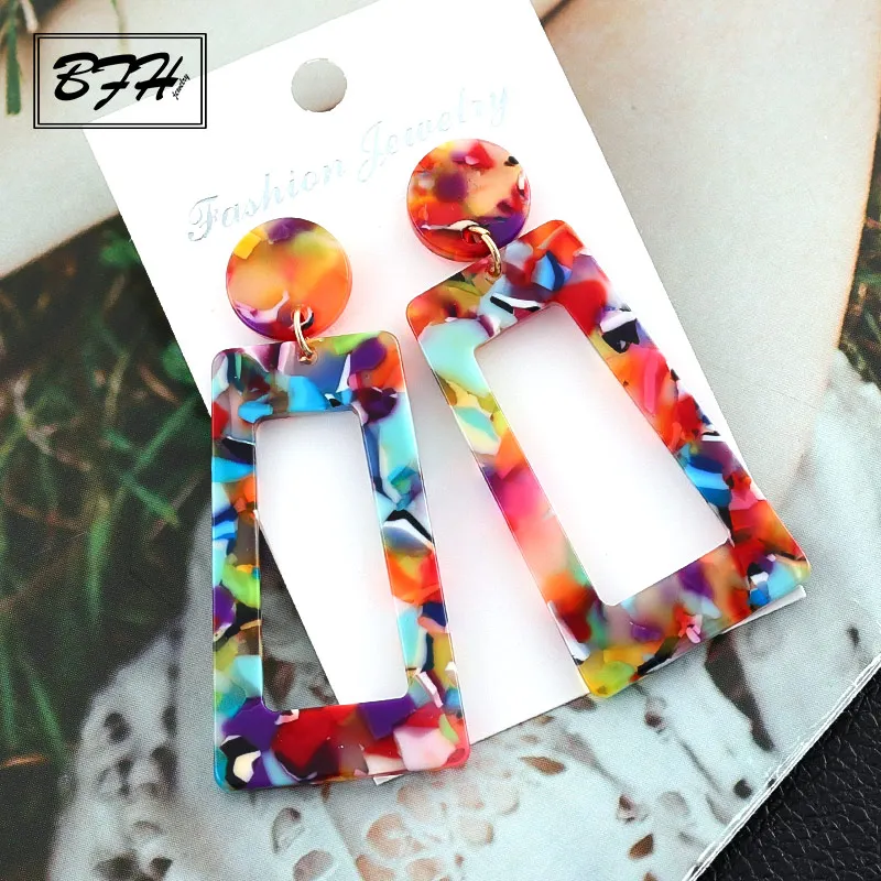 Акриловые серьги BFH для женщин большие декоративные женские полимерные овальные
