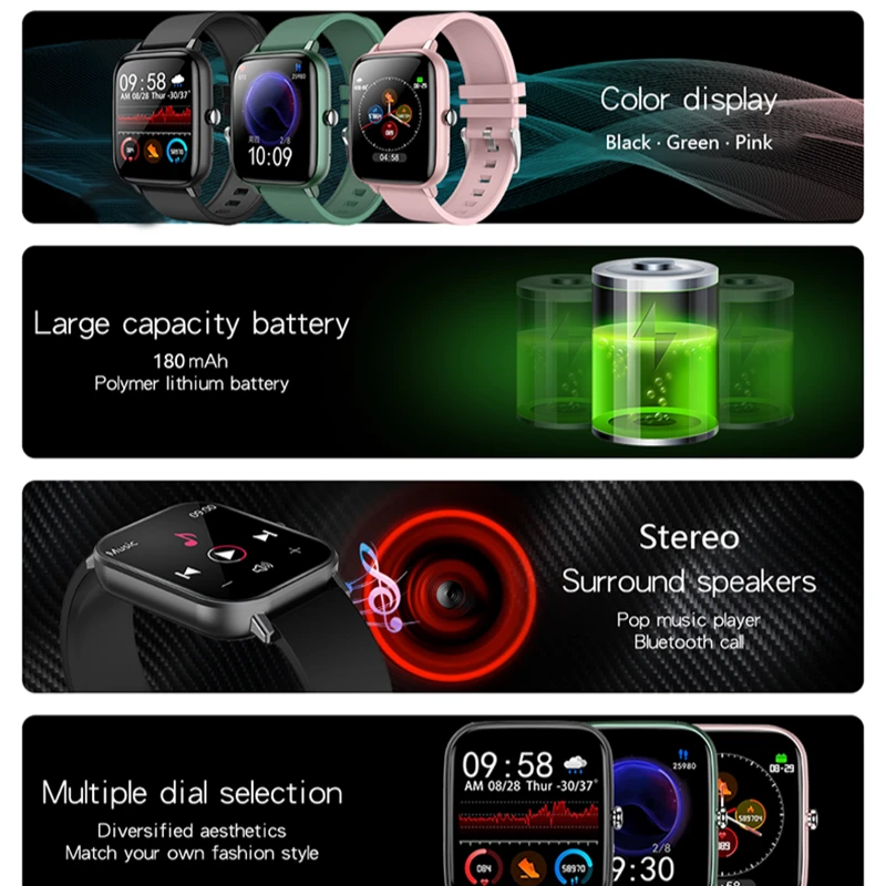

P6 Waterproof Smart Watch 2021 Women Bluetooth Smartwatch For Apple IPhone Xiaomi Heart Rate Monitor Fitness Tracker PK I5 T500