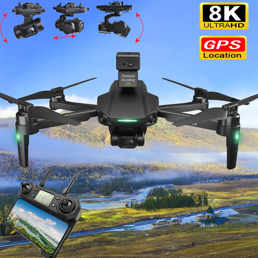 

NewM10 MAX drone 8k gps 5g Wi-Fi 3-осевая Карданная камера бесщеточный мотор TF карта радиоуправляемая дистанция 1,2 км Радиоуправляемый квадрокоптер профе...