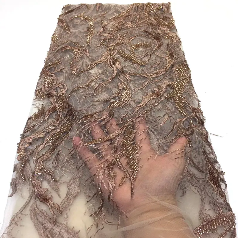 26 Высокое качество, французское кружево, восхитительная Свадебная Тюлевая ткань, ручная работа, маленькие хрустальные бусины, двойные блестки, 5 ярдов, DG468 - Цвет: 26
