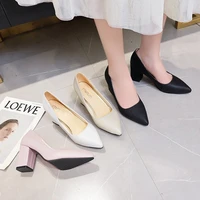 high heels women pumps sexy nightclub wedding casual shoes pointed toe parties dress slip on summer flock shallow square heel
