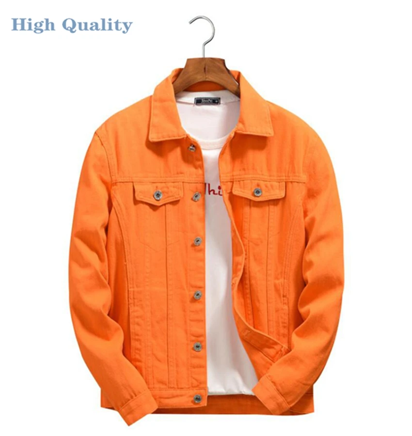 High Quality purple orange Men Denim Jackets Outwear Casual Cowboy Coats New Spring Autumn Men Loose Jean Jacket Chaqueta Hombre