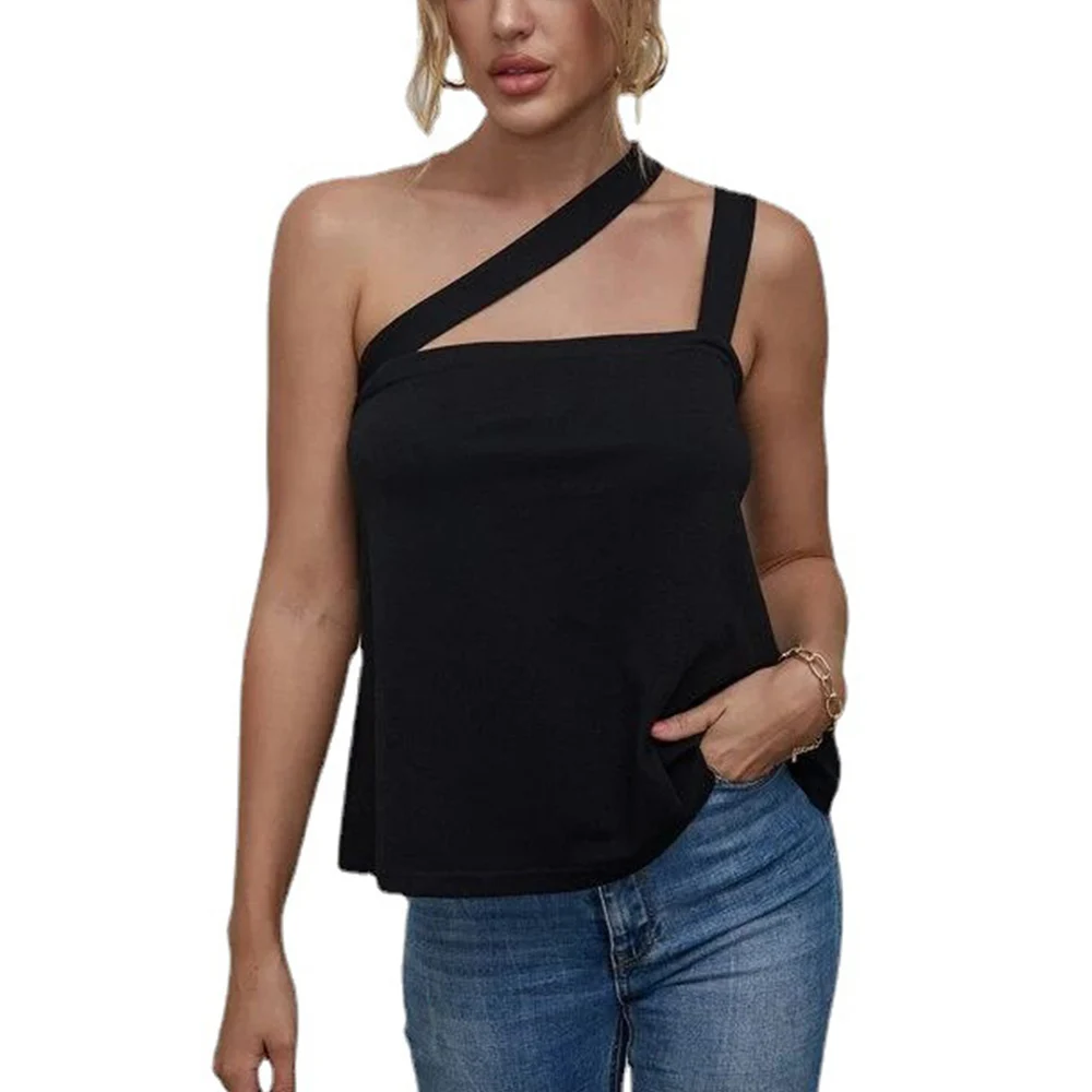 

Woman Summer Fashion Tank Tops Casual Cut Out Beach Holiday Women Black Sexy Tops