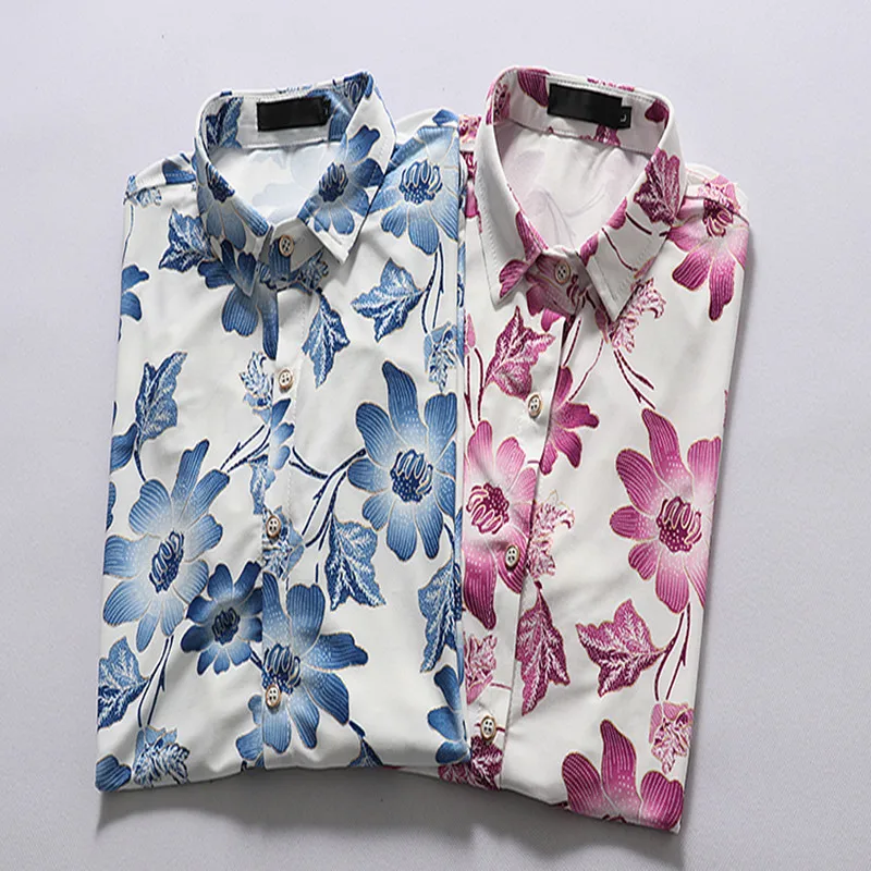 

2020 Summer Mens Fashion Flower Printed Shirt Short Sleeve Slim Fit Shirt Men Casual Floral Pattern Shirts Plus Size 6XL 7XL