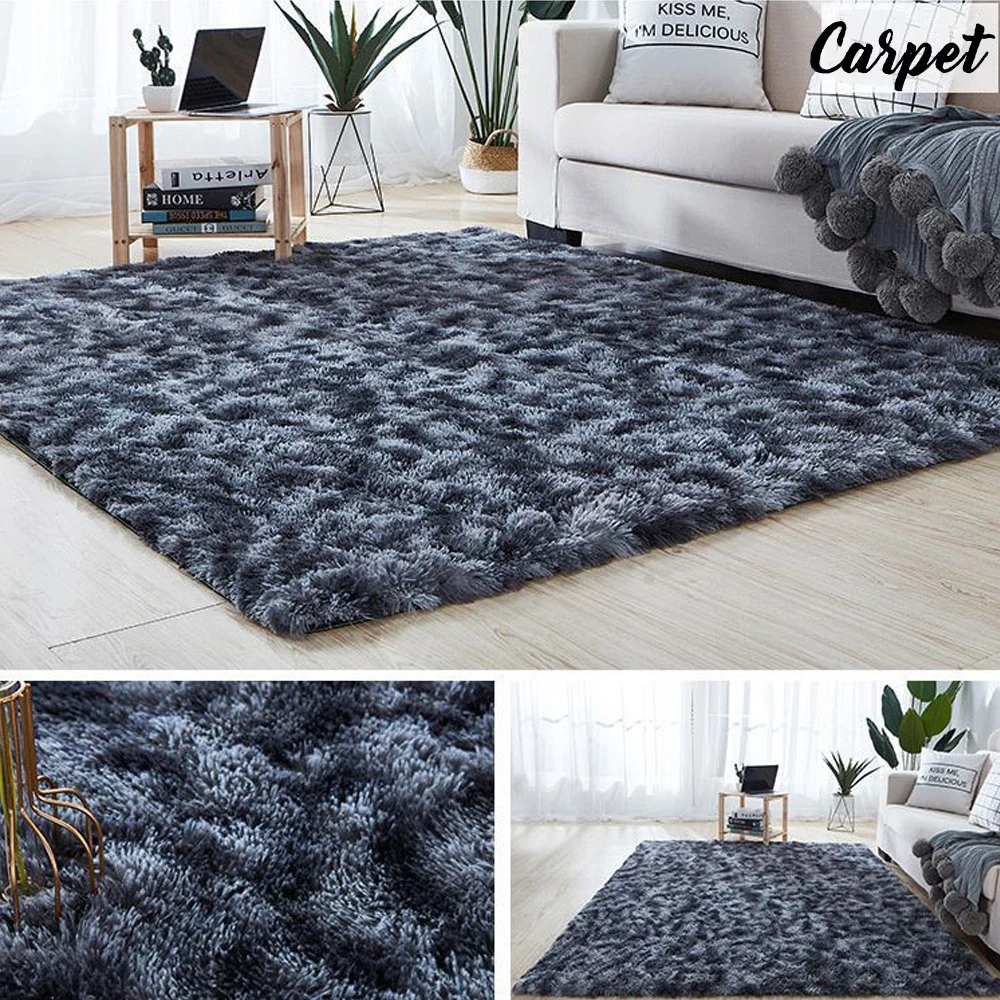 

Soft Carpet for Living Room Plush Rug Fluffy Thick Carpets Bedroom Decor Area Long Rugs Anti-slip Floor Mat Gray Kids Room Mat