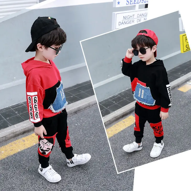 Комплект из 2 предметов спортивный костюм осенне-зимний свитер с капюшоном для