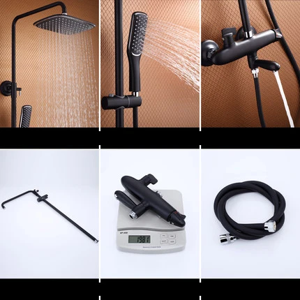 Смеситель для душа с большим тропическим душем золотистый душевой набор и черный