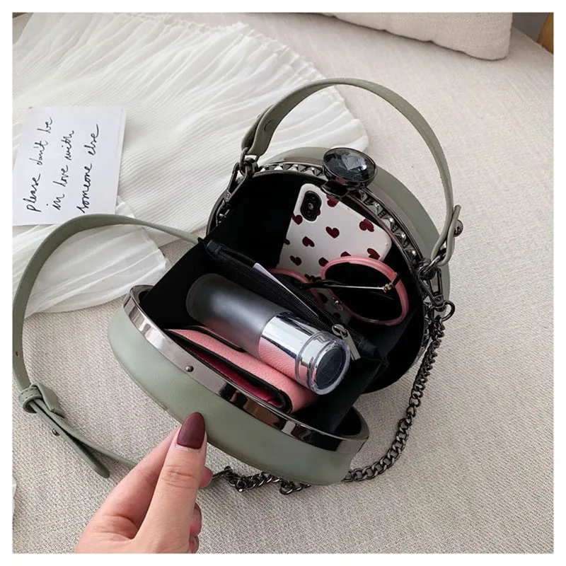 Круглые сумки с заклепками для женщин роскошные дизайнерские дамские сумочки