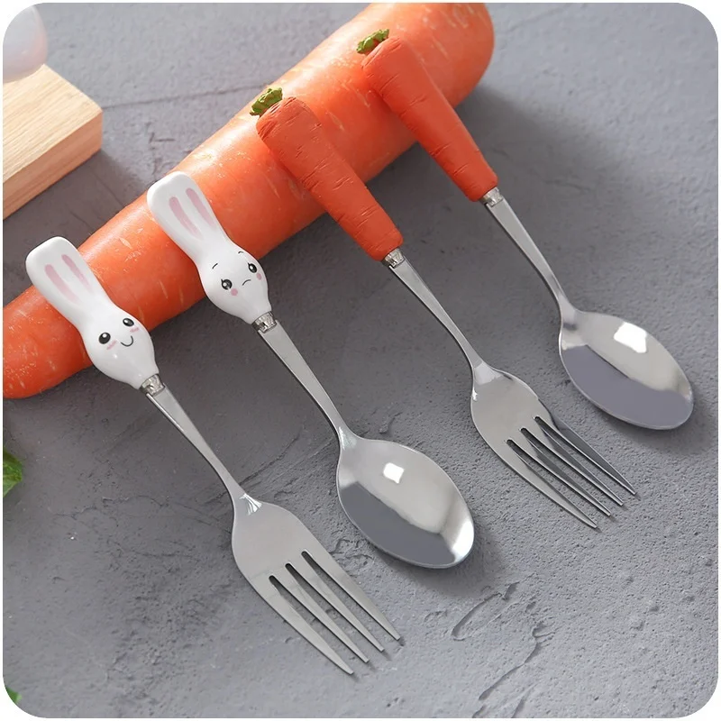 Мультяшные столовые приборы из нержавеющей стали посуда для детей вилка