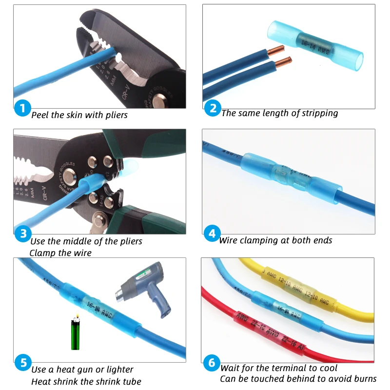 Heat shrinkable connector waterproof wire and heat sheath with stripper|Терминалы| |