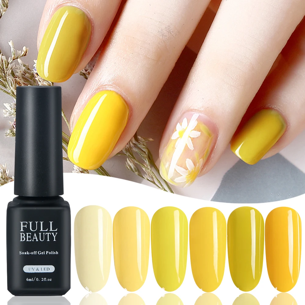 6 мл Гель лак УФ светодиодный для ногтей маникюра Желтые цвета полуперманентный