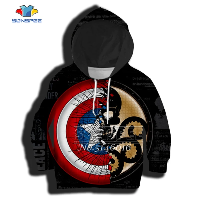 Одежда с 3D принтом супергерой Капитан Америка Щит Детская Повседневная футболка