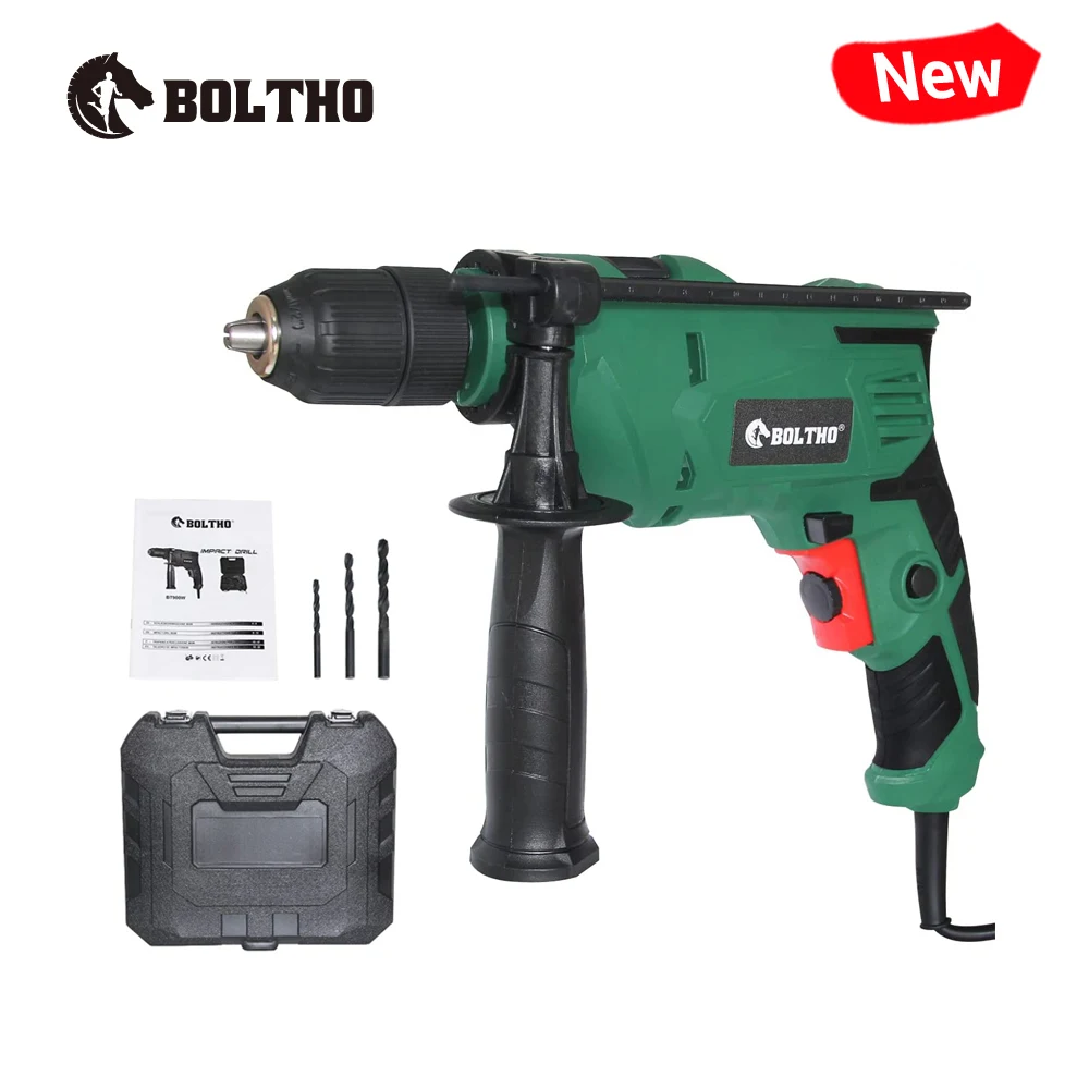 

Hammer Drill, BOLTHO 900W Impact Drill with Drill Bits Set, 3000RPM Hand Electric Cored Percussion Drill, 360° Rotating Handle