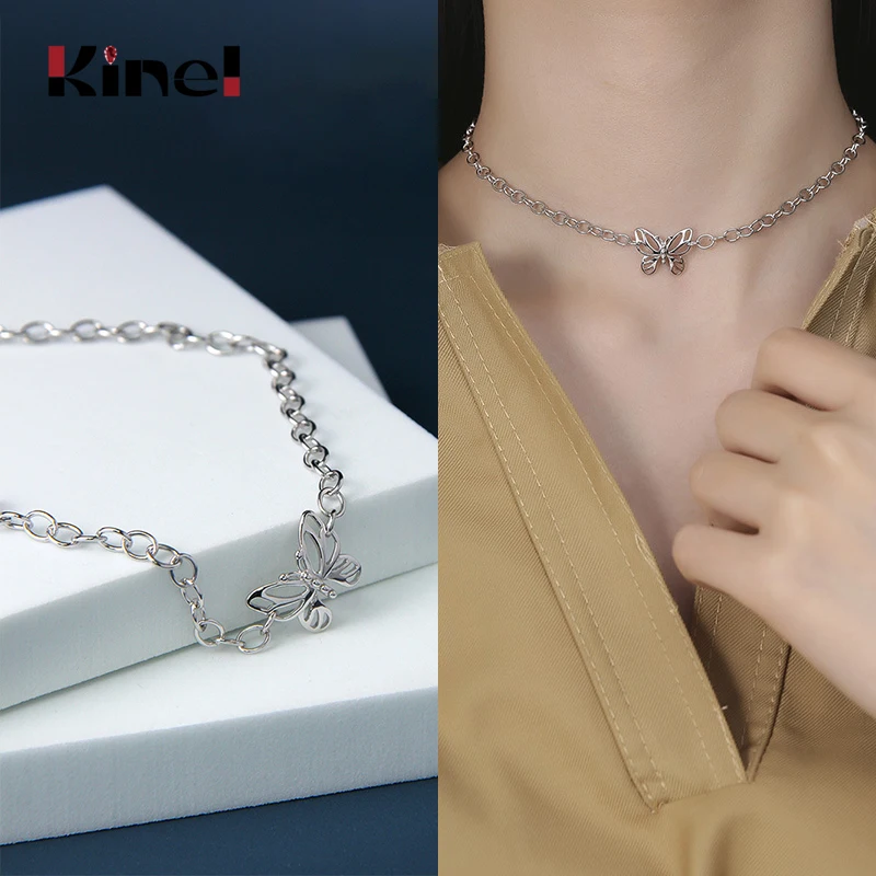 Ожерелье с подвеской-бабочкой Kinel женская модная массивная цепочка до ключиц в